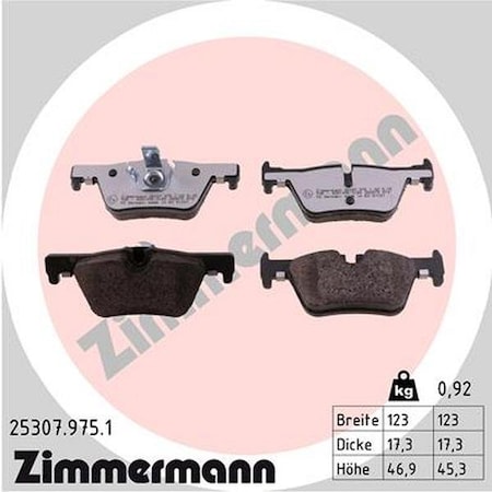 Zimmermann Brake Pad Set - Reduced Dust, 25307.975.1 25307.975.1